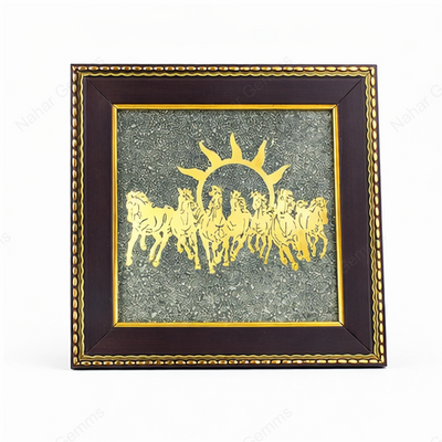 7 Horses on Raw Pyrite Frame