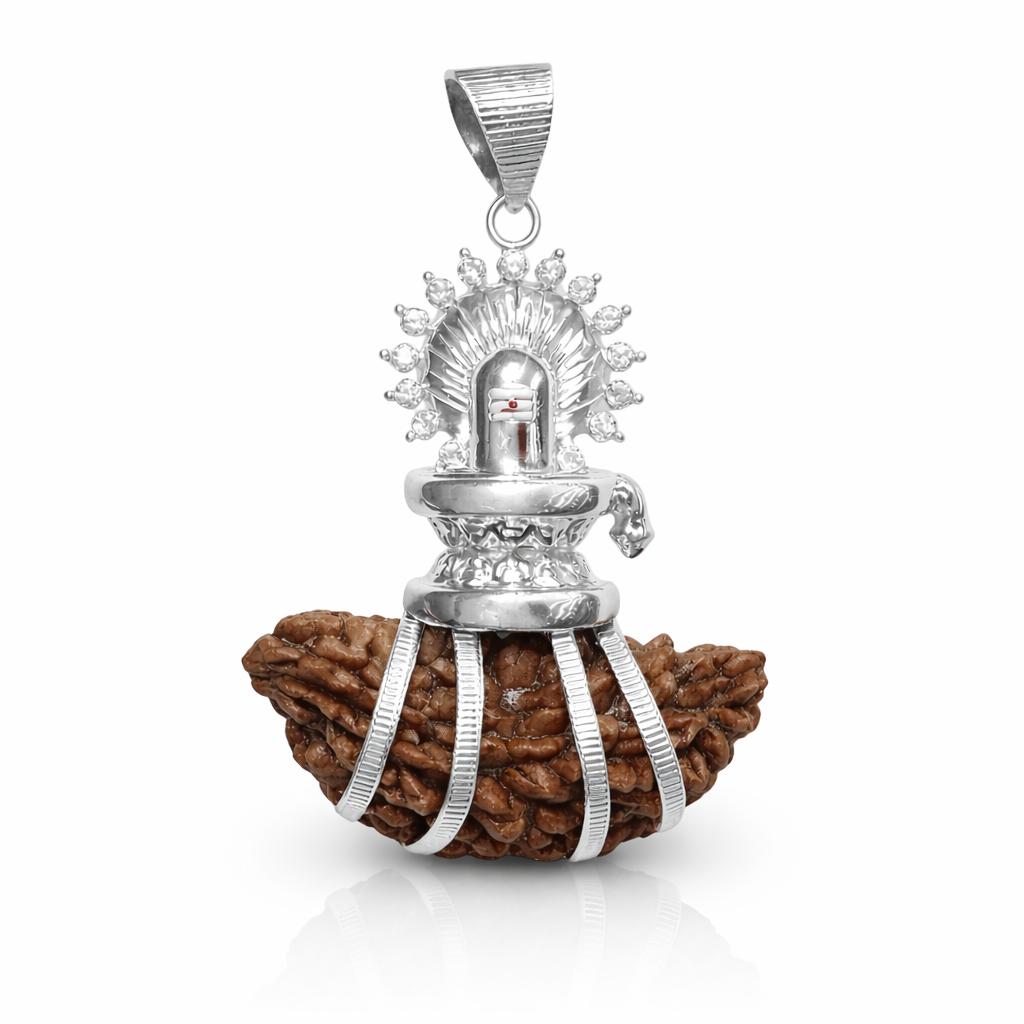 Luxury Rudraksha Lord Shiv Pendant With One Mukhi Rudraksha (Silver)