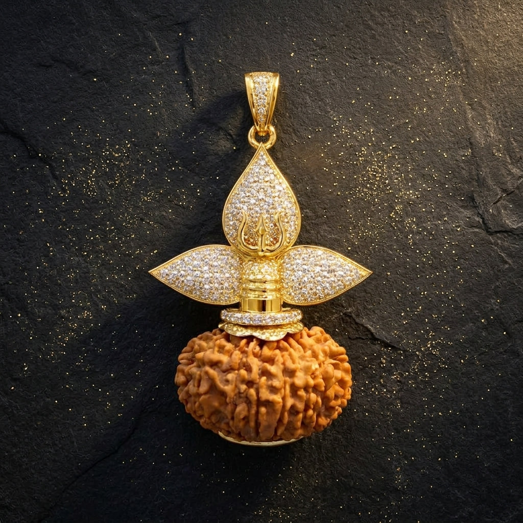 Luxury Rudraksha Gold Finish Pendant (PanchaDhatu)