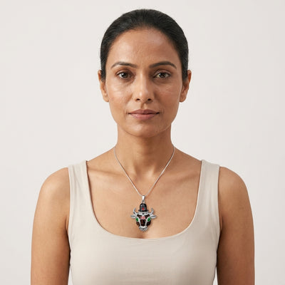 Luxury Rudraksha Nandi Pendant (Silver)