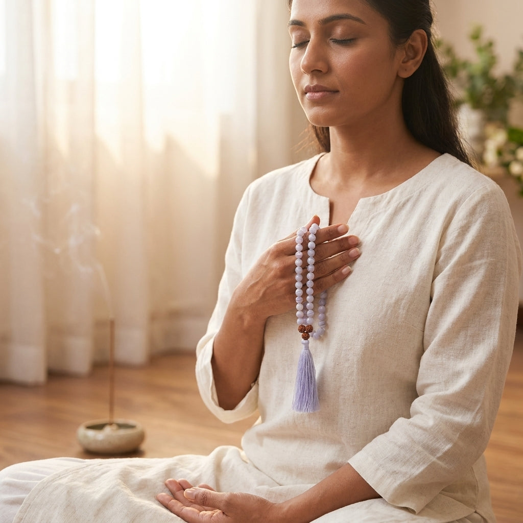 Blue Lace Agate Mala