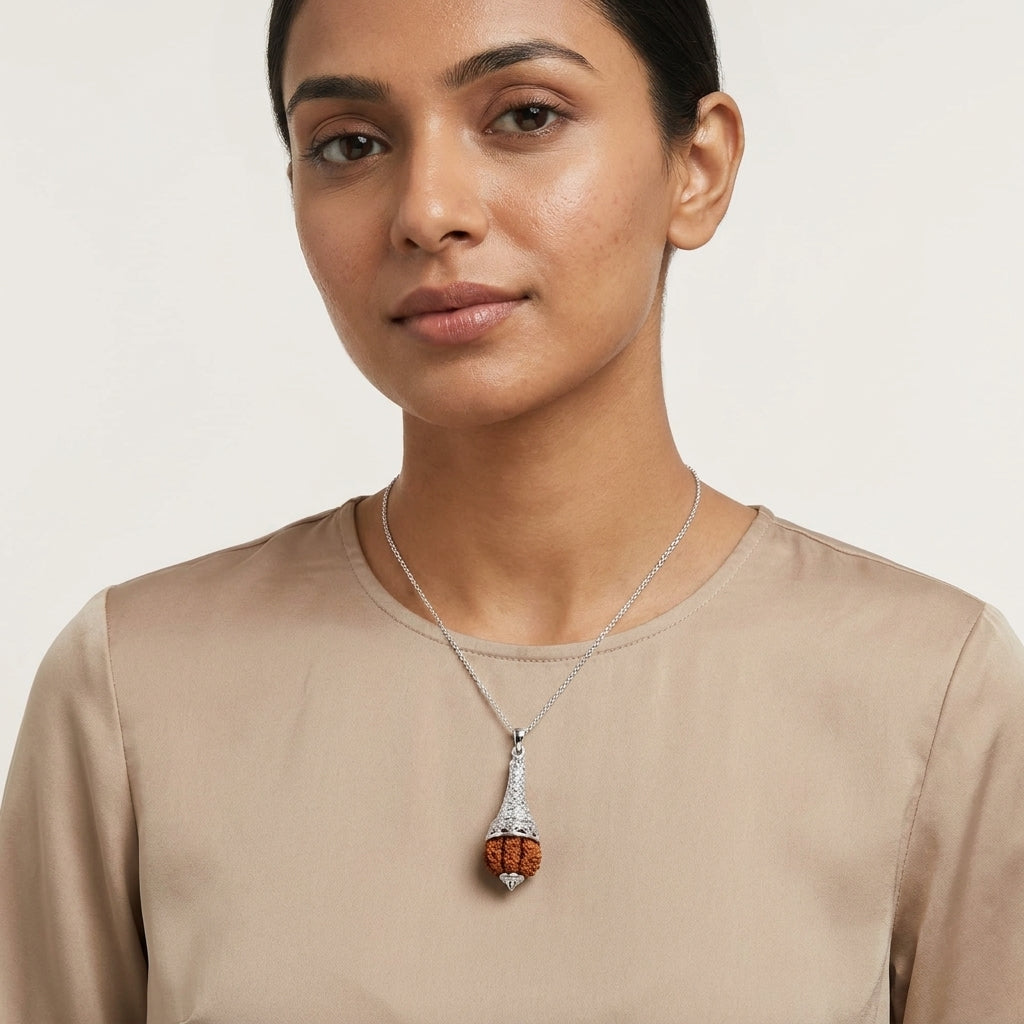 Rudraksha Pendant Inspired By Lord Hanuman (Silver)