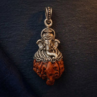 Rudraksha Pendant Inspired By Lord Ganesh (Silver)