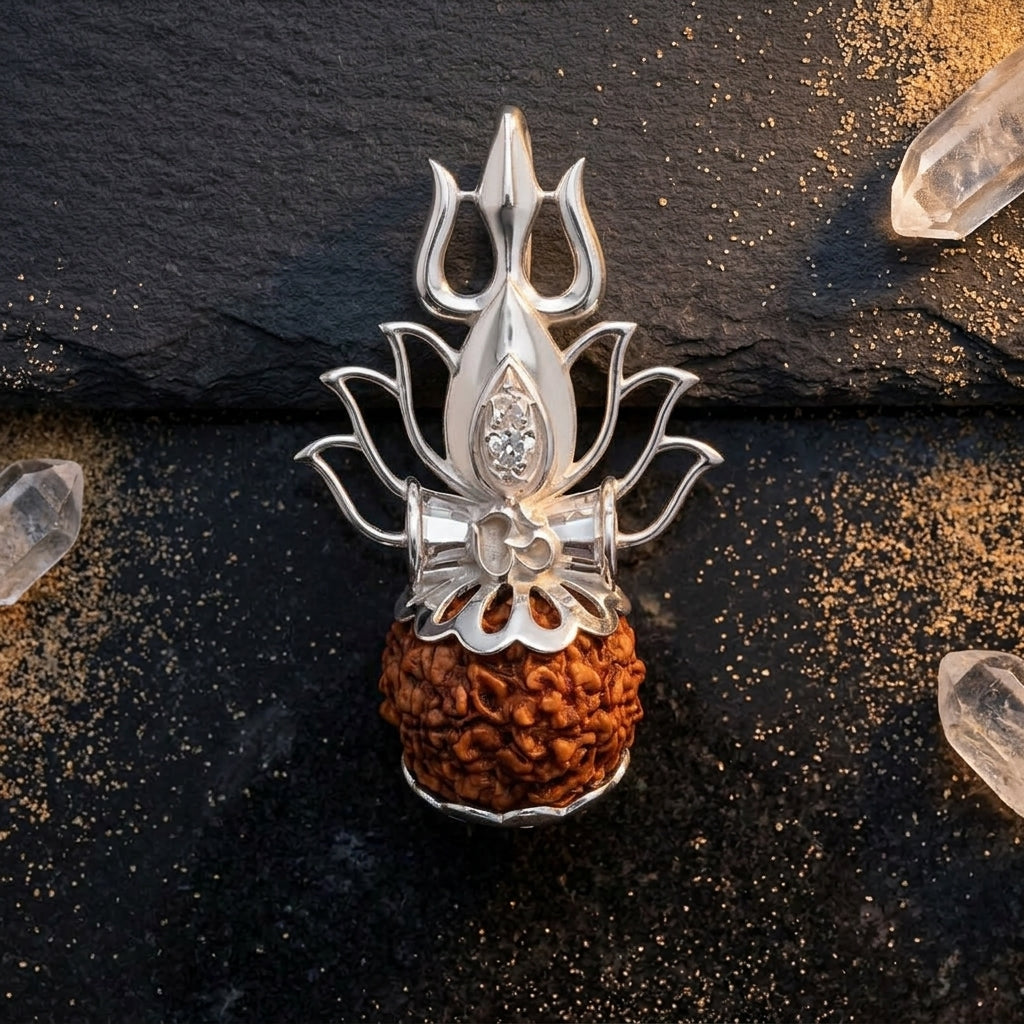 Rudraksha Pendant Inspired By Lord Shiva's Third Eye (Silver)
