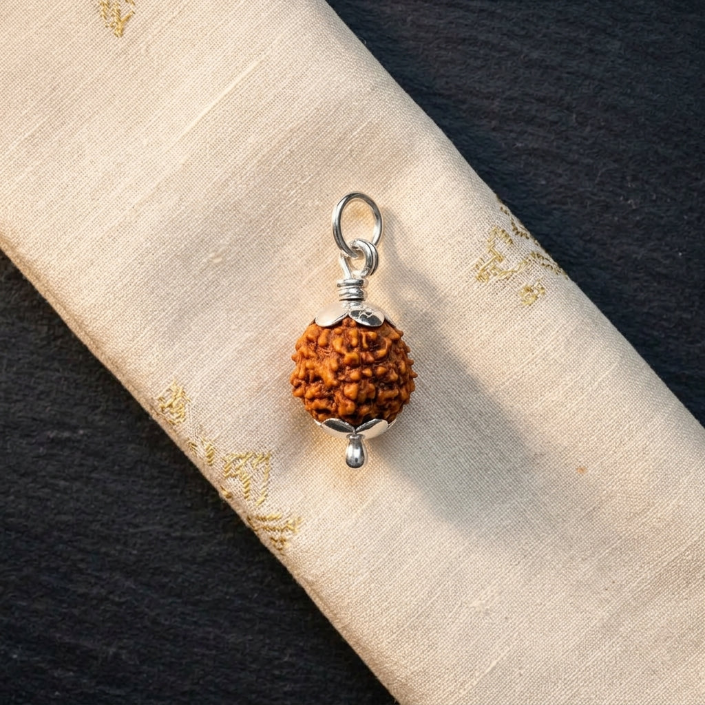 Rudraksha Pendant With Silver Capping