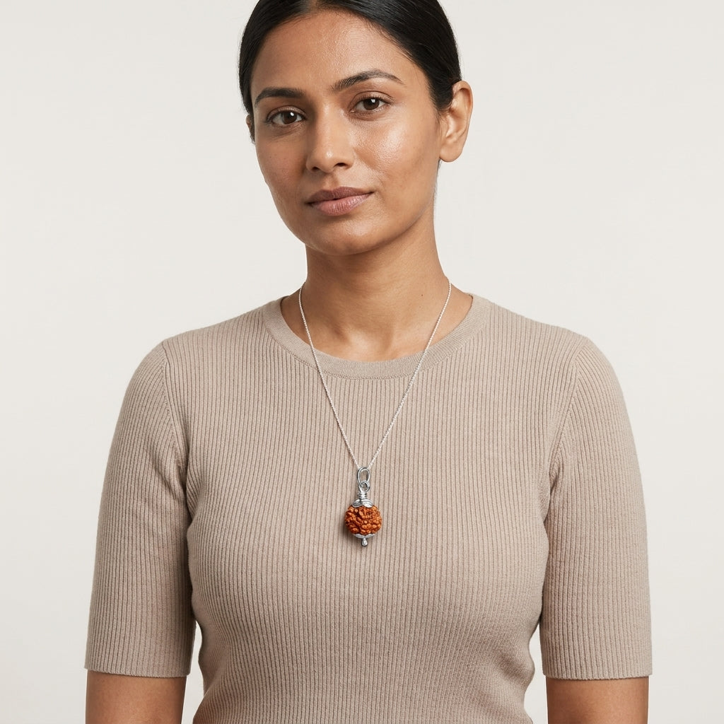 Rudraksha Pendant With Silver Capping