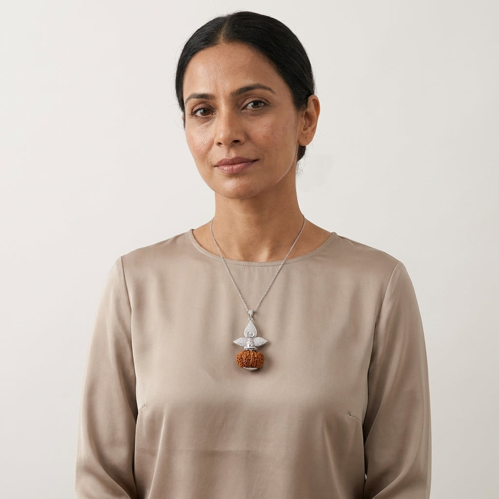 Luxury Rudraksha Pendant Inspired By Shivling (Silver)