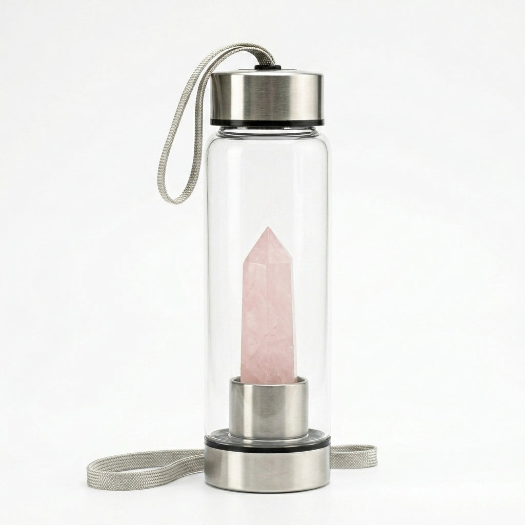 Rose Quartz Crystal Bottle