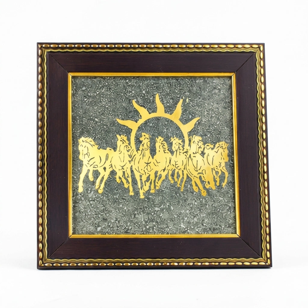 7 Horses on Raw Pyrite Frame
