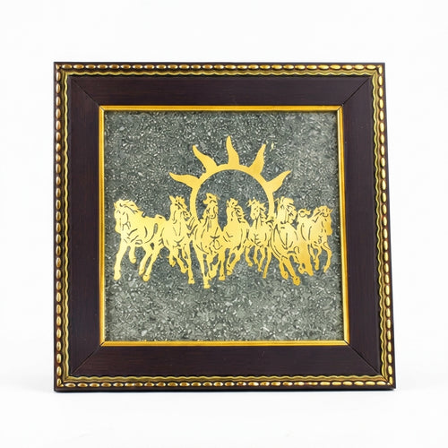 7 Horses on Raw Pyrite Frame