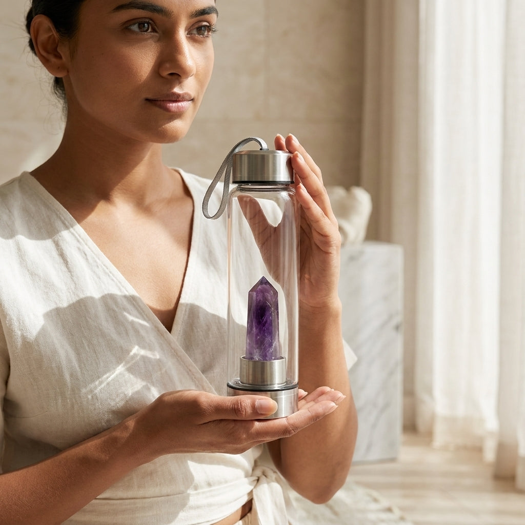 Amethyst crystal bottle