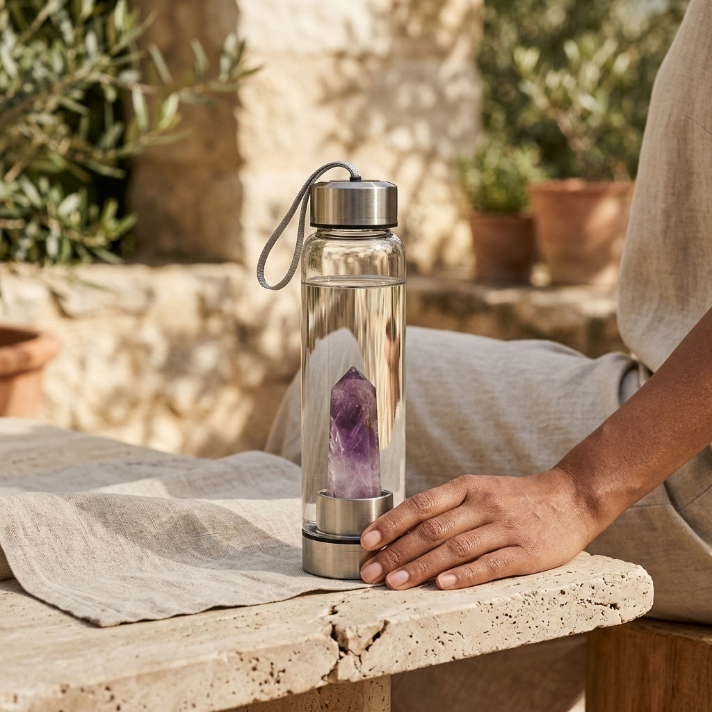 Amethyst crystal bottle